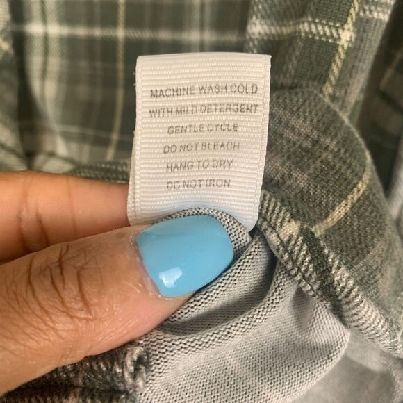 Eden & Olivia Green White Plaid Button Down Shirt Zip Pocket Top Small Womens - Picture 5 of 10